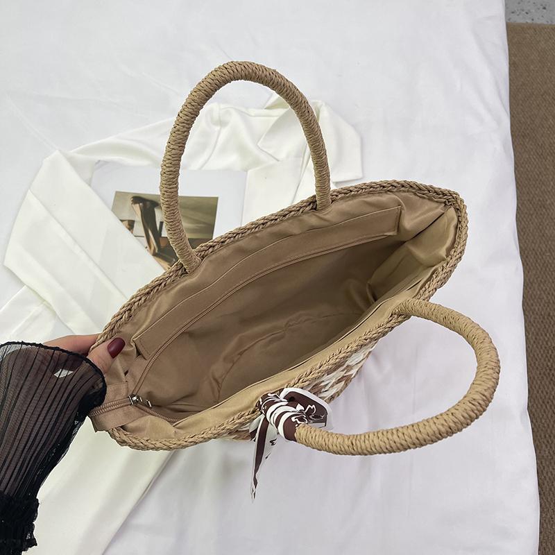 Straw Woven Tote Bag Holiday Travel Beach Portable Women's Handbag