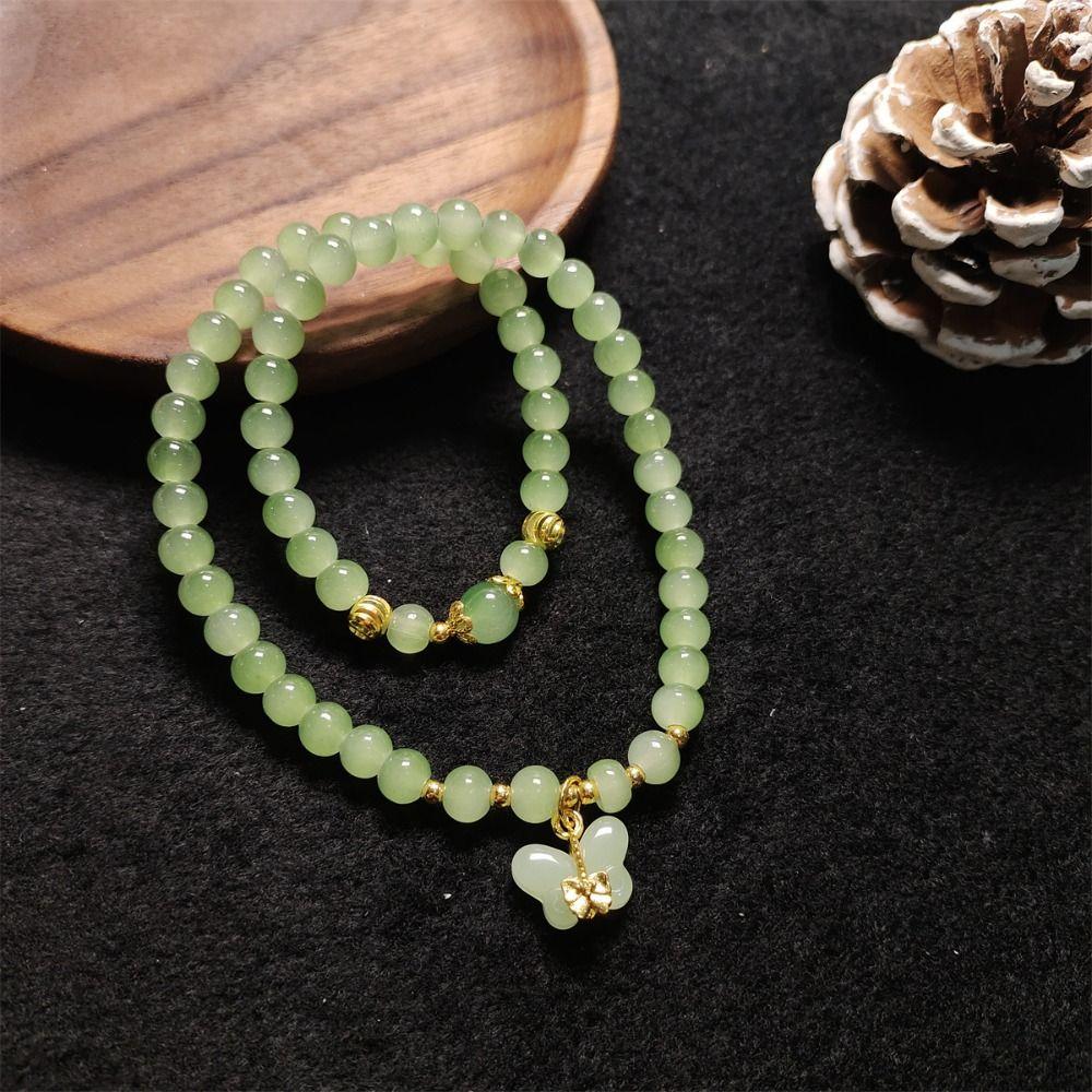 Glass Bead Double-layer Bracelet Green Hand Chain Classic Beaded Bracelet  Daily Wear