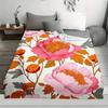 1pc Floral Print Flannel Throw Blanket - Vibrant Pink & Orange Design, Soft & Cozy for Home, Sofa, Beach, Camping, Office Decor