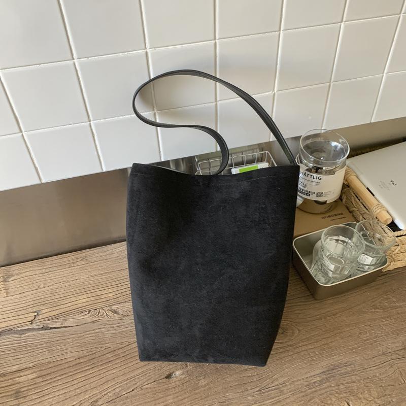 Летняя новая ретро однотонная сумка-ведро большой вместимости женская простая модная универсальная подмышечная сумка на плечо