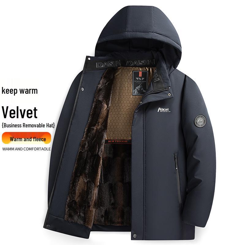 Мужская зимняя хлопковая куртка с подкладкой из плюша - Теплая, ветрозащитная, стильная для среднего и пожилого возраста