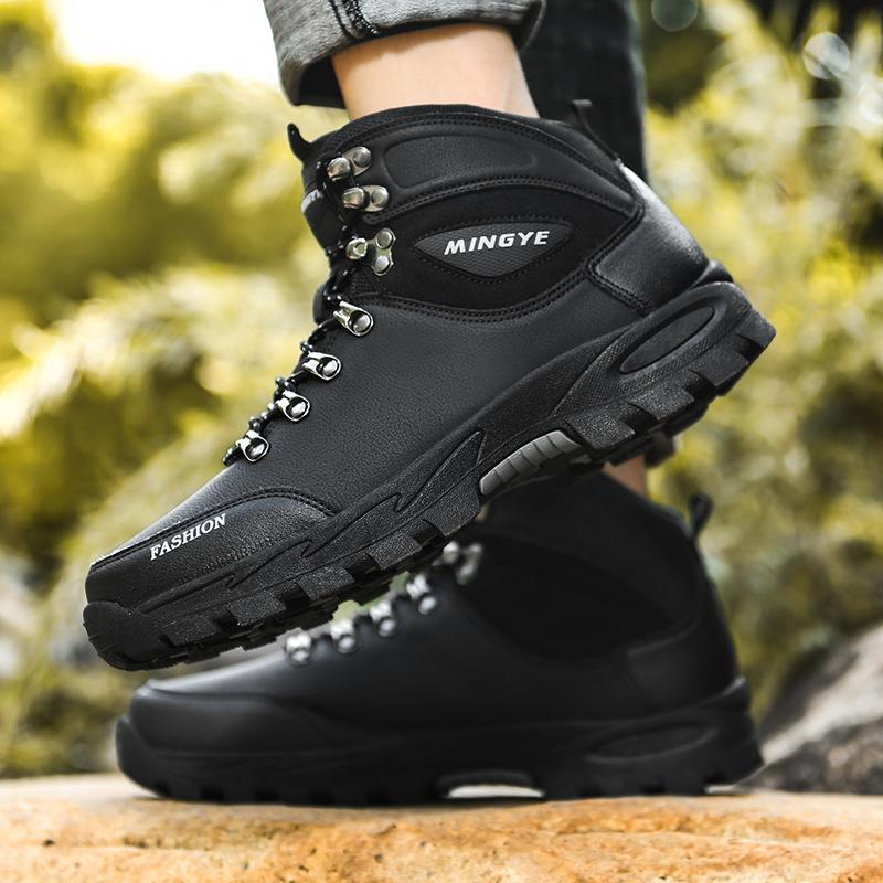 Модные мужские кроссовки для пешего туризма, черные высокие спортивные туфли, большие размеры, нескользящие черные мужские ботинки челси, новые ботинки для путешествий и отдыха, походы