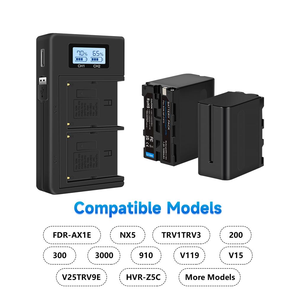 5200 мАч NP-F750 F770 F750 Аккумулятор NP-F770 Зарядное устройство с ЖК-дисплеем для Sony NP F970 F960 F550 F570 QM91D TRU47E