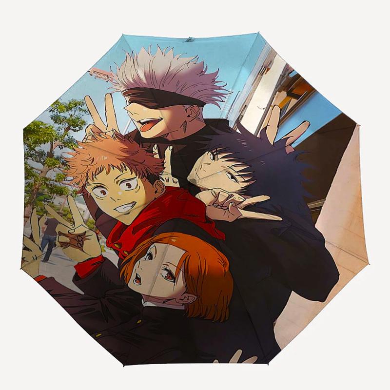 1pc Haikyuu!! Characters Auto-Folding Umbrella Portable 3-Fold Design with Iron Frame, Perfect for Outdoor Use, Festive Gifts, Travel, Daily Use, Suit