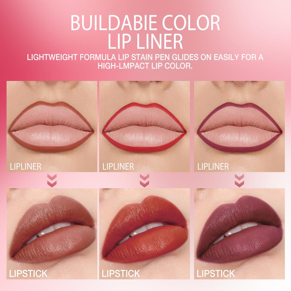 2 набора Карандаш для губ и Набор помад, Матовый эффект и Увлажняющая помада Создают полные губы, Водостойкая формула макияж губ