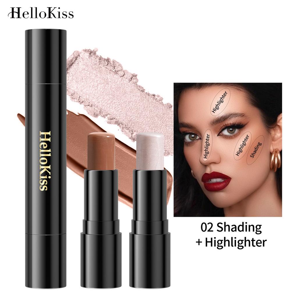 Pearlescent Double-headed Grooming Stick, Naturally Brightening Three-dimensional Modifying Facial Highlight Stick