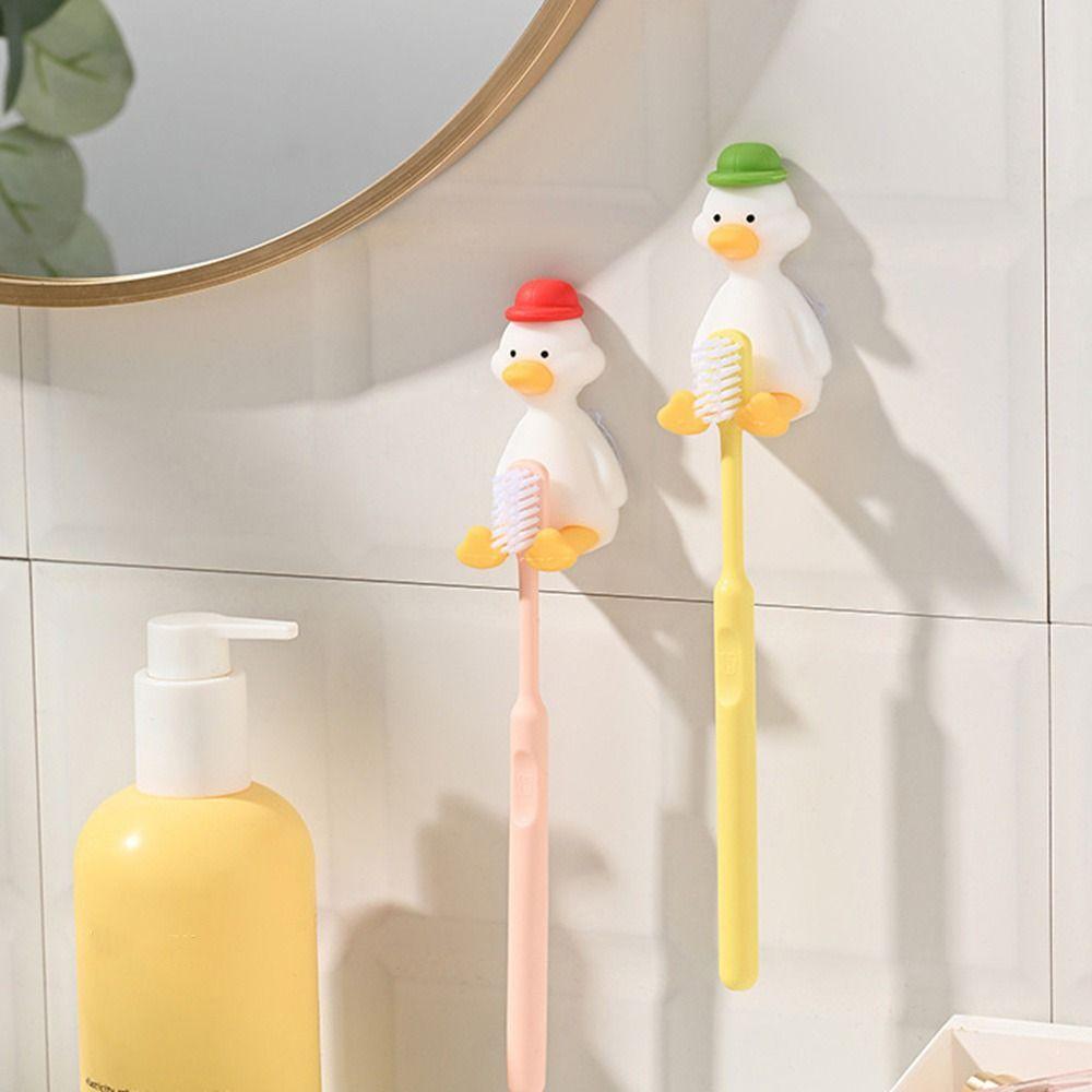 Three Dimensional Duck Toothbrush Holder Perforation Free Suction Cup Storage Hook Children