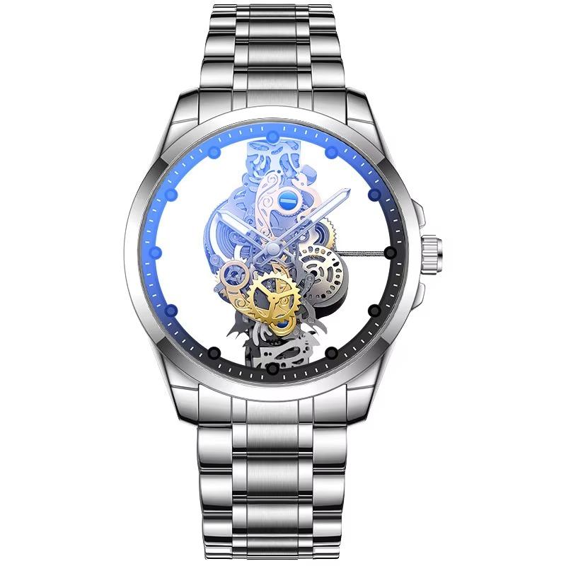 L45 Повседневные мужские часы двусторонние прозрачные полые водонепроницаемые люминесцентные кварцевые часы деловые часы подарок часы для мужчины