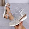 Woman Sandals Plus Size Designer Shoes Women Summer Thick Bottom Wedge Sandals Crystal Flower Chunky Platform Sandals Women
