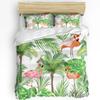 Nordic Style Pink Flamingo Duvet Cover Bed Bedding Set Home Textile Quilt Cover Pillowcases Bedroom Double Bedding Set No Sheet
