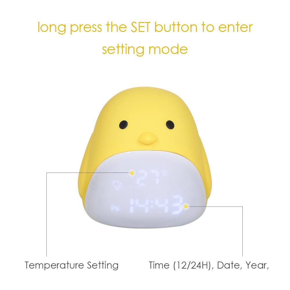 Цифровой будильник Chick с USB-зарядкой и ночником, три уровня яркости