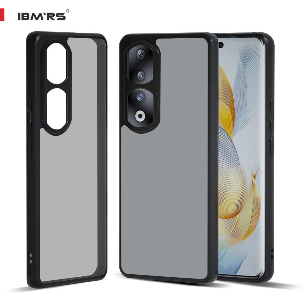 (Comes with Wrist strap)IBMRS for Honor 90 Pro  Phone Case, Shockproof Military-Grade Protection, Matte Translucent Black Camo