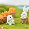 Landscape Cartoon Carrot House Miniature Rabbit Figurine Mini Animal Statue Resin Bunny Basket
