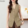 Women Casual V-Neck Loose Sleeveless Cardigan Vest