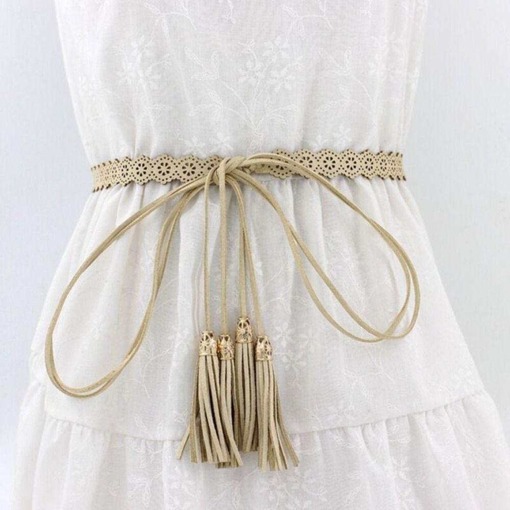 Solid Color Braided Tassel Belt Waist Rope Women Waist Chain Fashion Hollow Belt