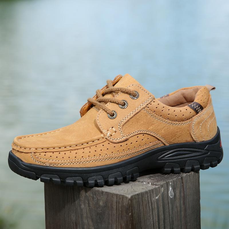 Новые мужские туфли Four Seasons Daily Outdoor Casual Shoes First Layer Cowhide Leather Leather Non-Slip Work Shoes