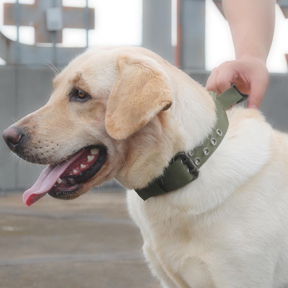 Светоотражающий ошейник для собак Прочные ошейники для средних и крупных собак Прочные нейлоновые ошейники для собак с ручкой Нержавеющая фурнитура Военный тактический ошейник для домашних животных