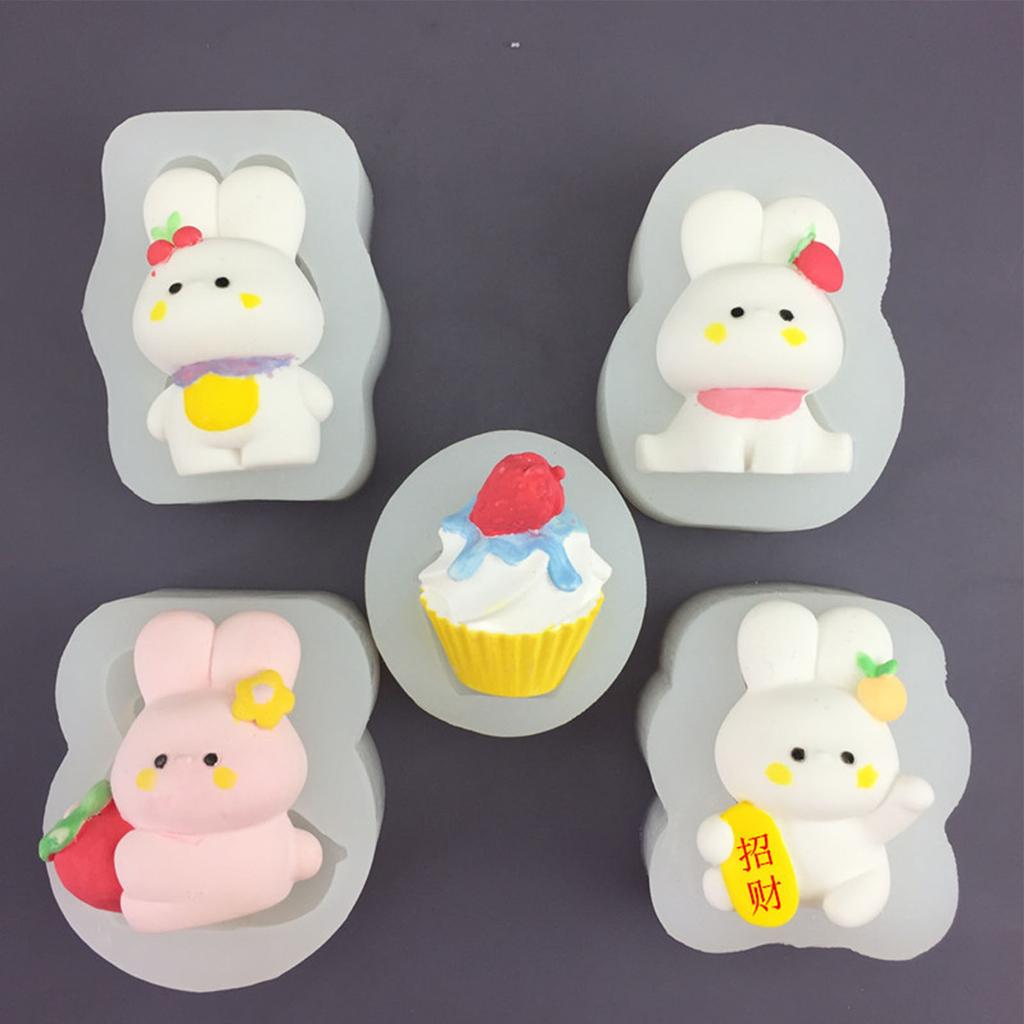 3D мультяшный кролик, силиконовая гибкая форма для пищевых продуктов, глина, смола, керамика, конфеты, помадка, конфеты, шоколад, форма для мыла
