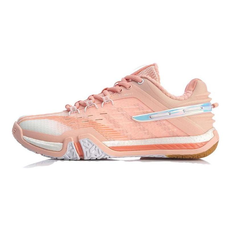 Li Ning Quick Start Saga 2020 Амортизирующие Нескользящие Износостойкие Низкие Бадминтонные Кроссовки Женские Оранжево-Розовые AYAQ008-2
