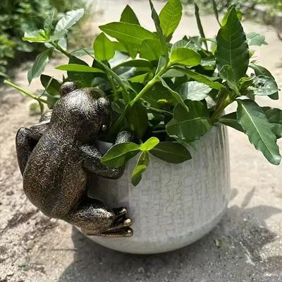 Фигурка лягушки Смола Статуя лягушки Подвески для цветочного горшка Украшения Кашпо Креативные подвески Поделки Скульптура Для дома Двор Декор