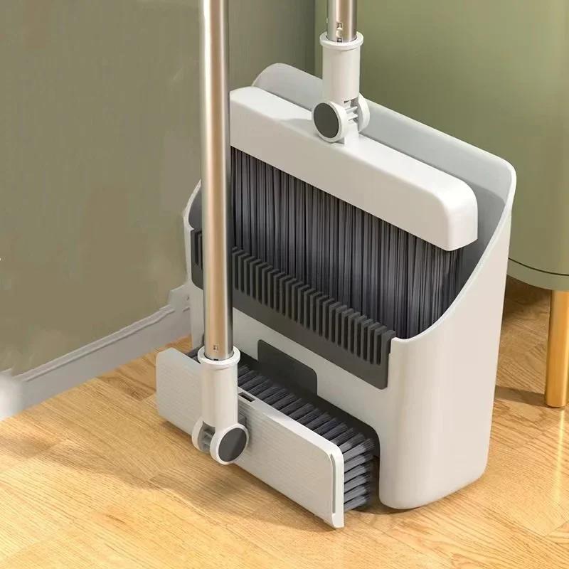 Комплект швабры 3-в-1 с совком для пыли, многоповерхностная уборка, комбо совок для пыли, набор швабр с длинной ручкой, прочный пластиковый инструмент для уборки ванной комнаты