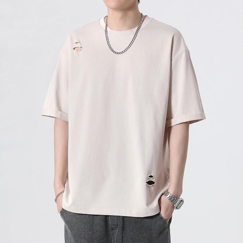 Мужская повседневная футболка с короткими рукавами, летняя футболка для пар, футболка с половиной рукавов, студенческая базовая свободная одежда