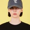 VARZAR Monogram Applique Overfit Washed Ball Cap Charcoal