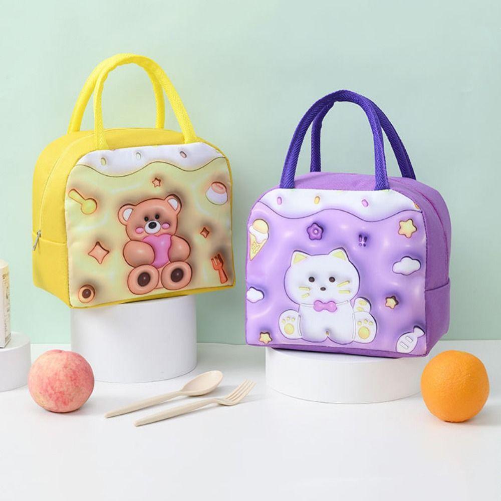 Thickened 3D Cartoon Insulated Lunch Bag Handheld Cool Food Bag Portable Cartoon Lunch Bag Camping