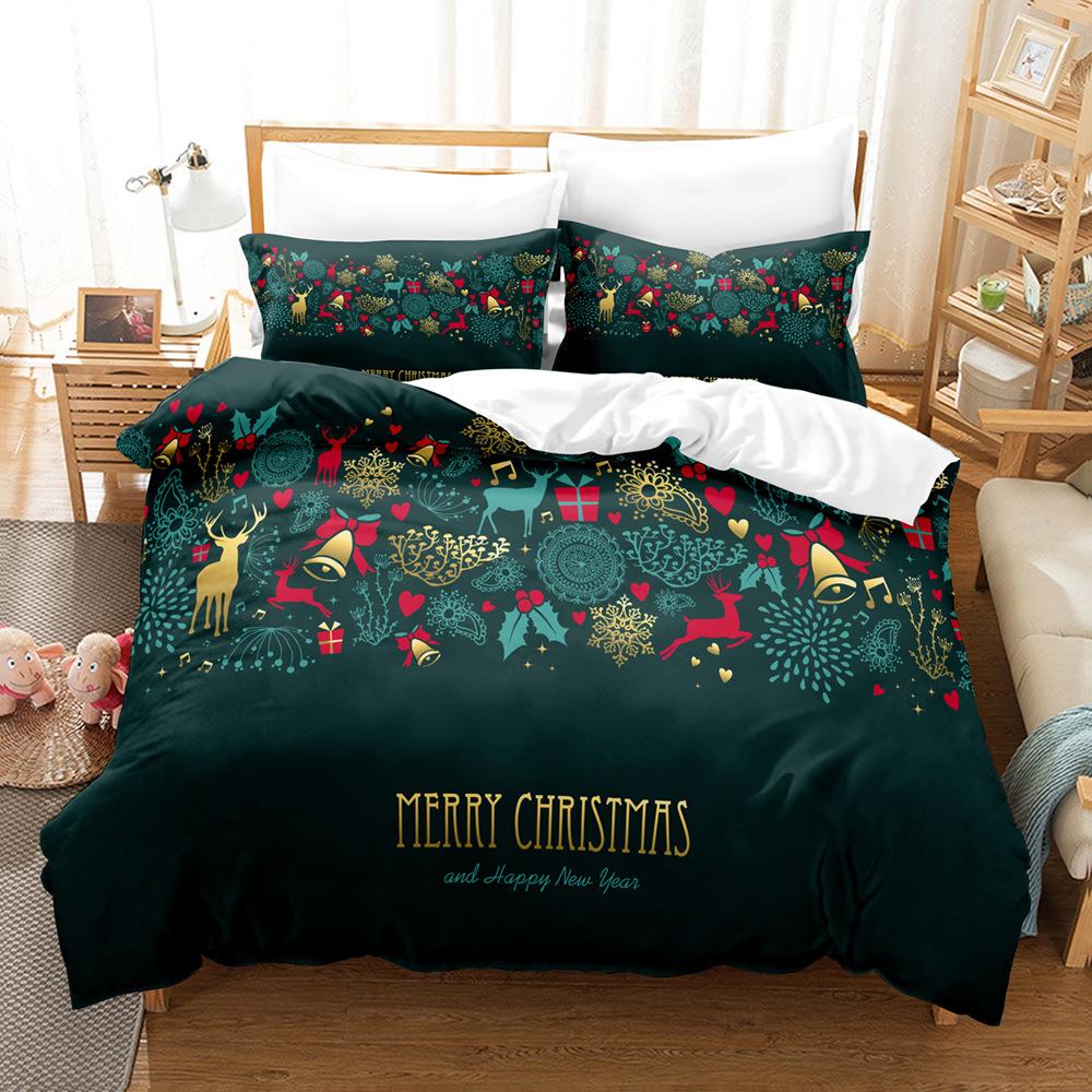 3D Merry Christmas Комплект постельного белья King Queen Bed Down Пододеяльник Наволочка 2/3 шт. Покрывало Happy New Year Роскошный домашний текстиль Подарок