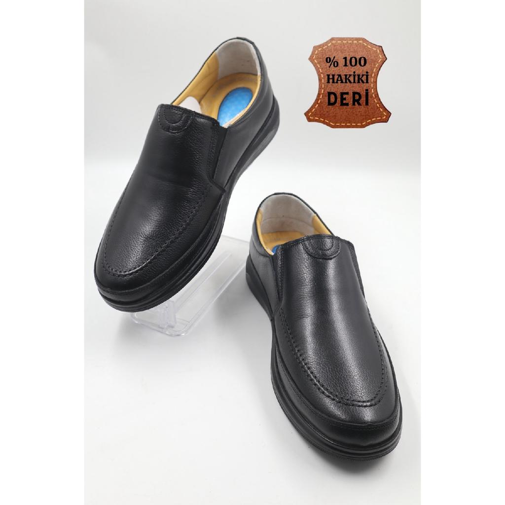 Мужские ультра удобные гелевые черные повседневные туфли для пап из натуральной кожи