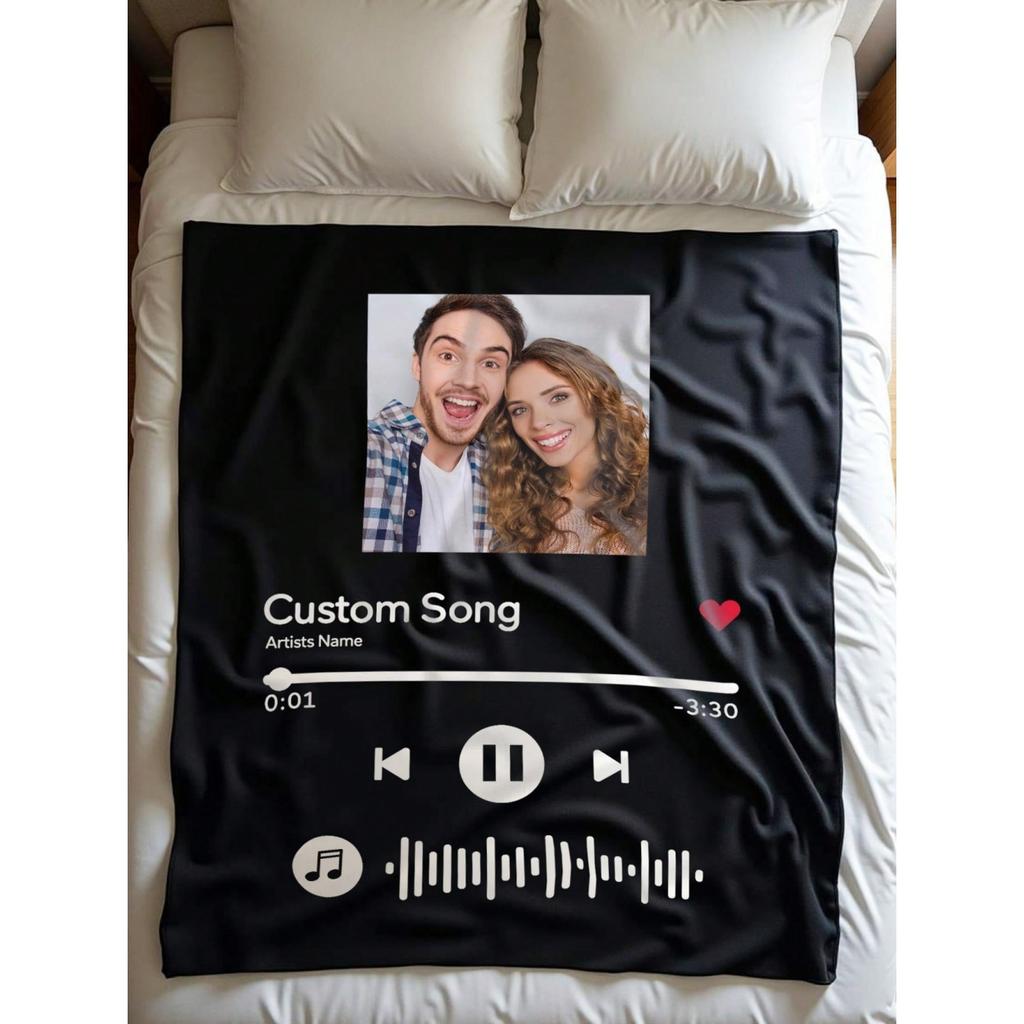 1PC of Customized Personalized Blanket Favourite Song DIY Flannel Blanket Customized Photos Soft and Warm Gift Blankets