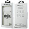 Karl Lagerfeld IML Glitter Karl & Choupette Sketch Logo MagSafe Case for iPhone 17 Pro Clear
