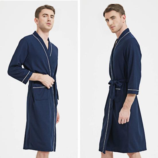 Мужской весенне-осенний халат однотонный ночной халат длиной до колена мягкий домашний халат для отдыха пижама для пар