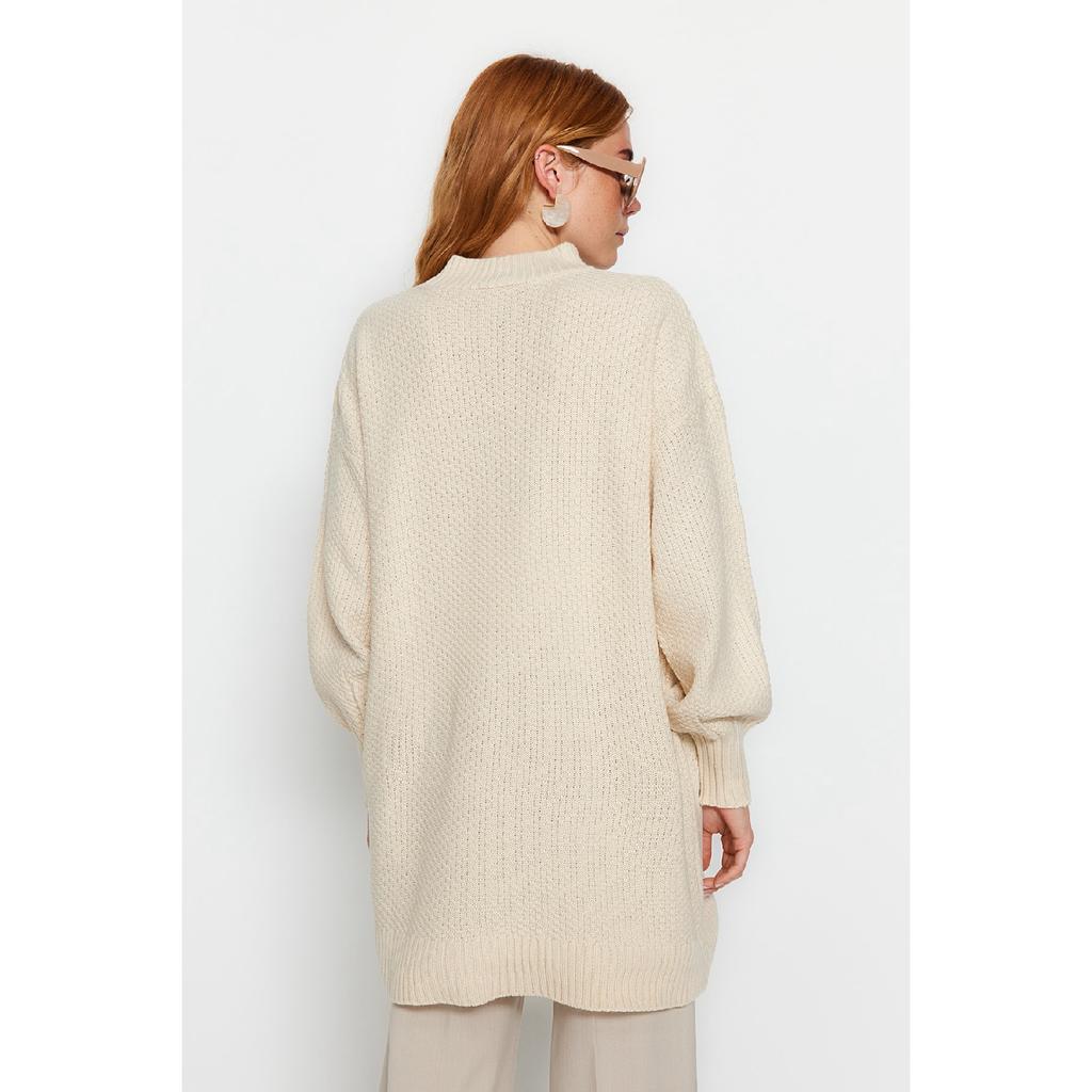 Stone High Collar Honeycomb Pattern Knitted Knitwear Sweater Tctaw24ak00020