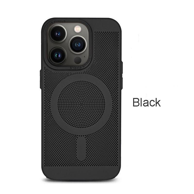 Heat Dissipation Magsafe Magnetic Case For iPhone 14 15 Plus 13 12 11 Pro Max Metal Lens Frame Matte Breathable Grid Hard Cover
