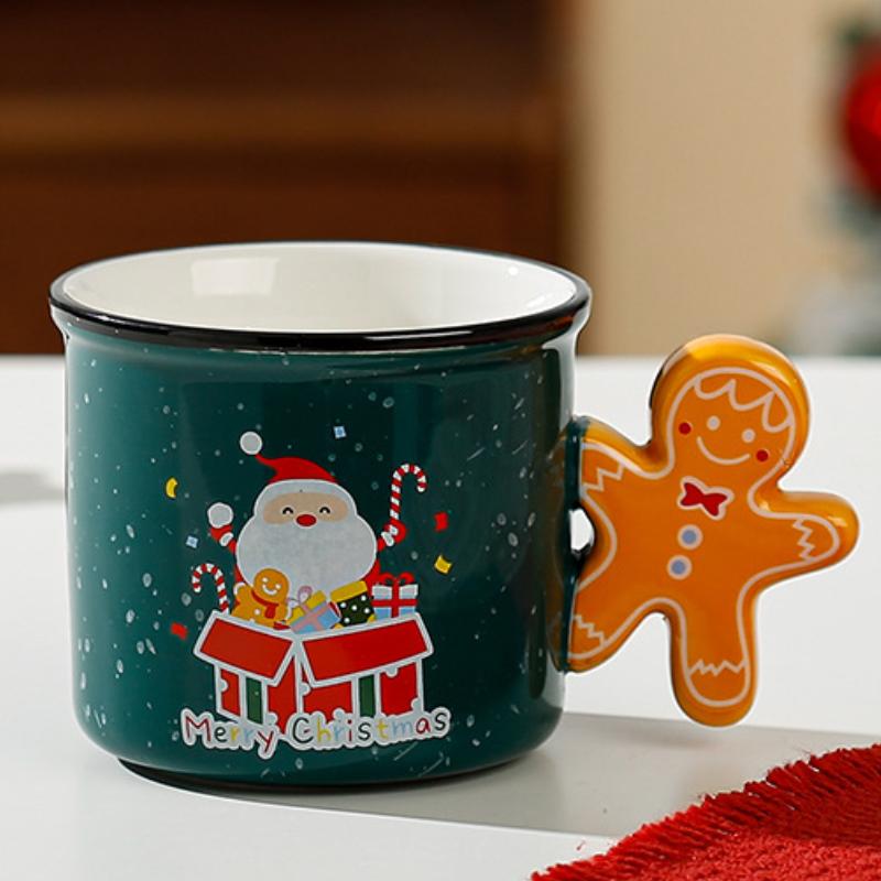 Счастливого Рождества Милая мультяшная кружка Креативная рождественская пряничная керамическая чашка Домашняя пара Чашка для воды