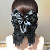 Lace Hair Clip Head Flower Faux Pearl Satin Bowknot Decor Net Bag Hair Band Hair Organizer Head Flower Headdress