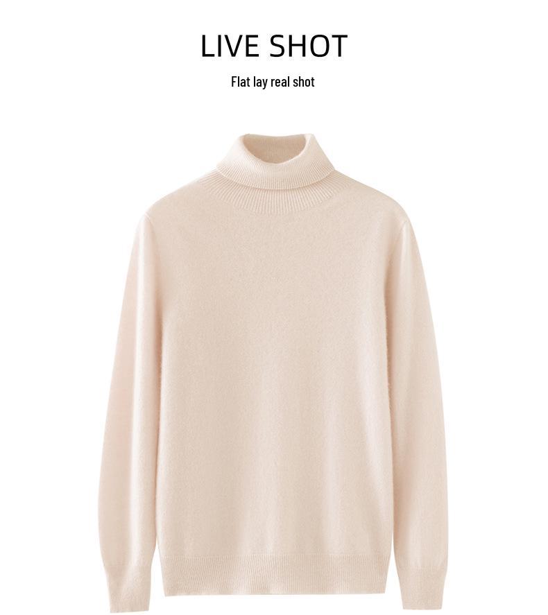 100% Cashmere Women's High Neck Solid Color Loose Fit Sweater for Autumn/Winter