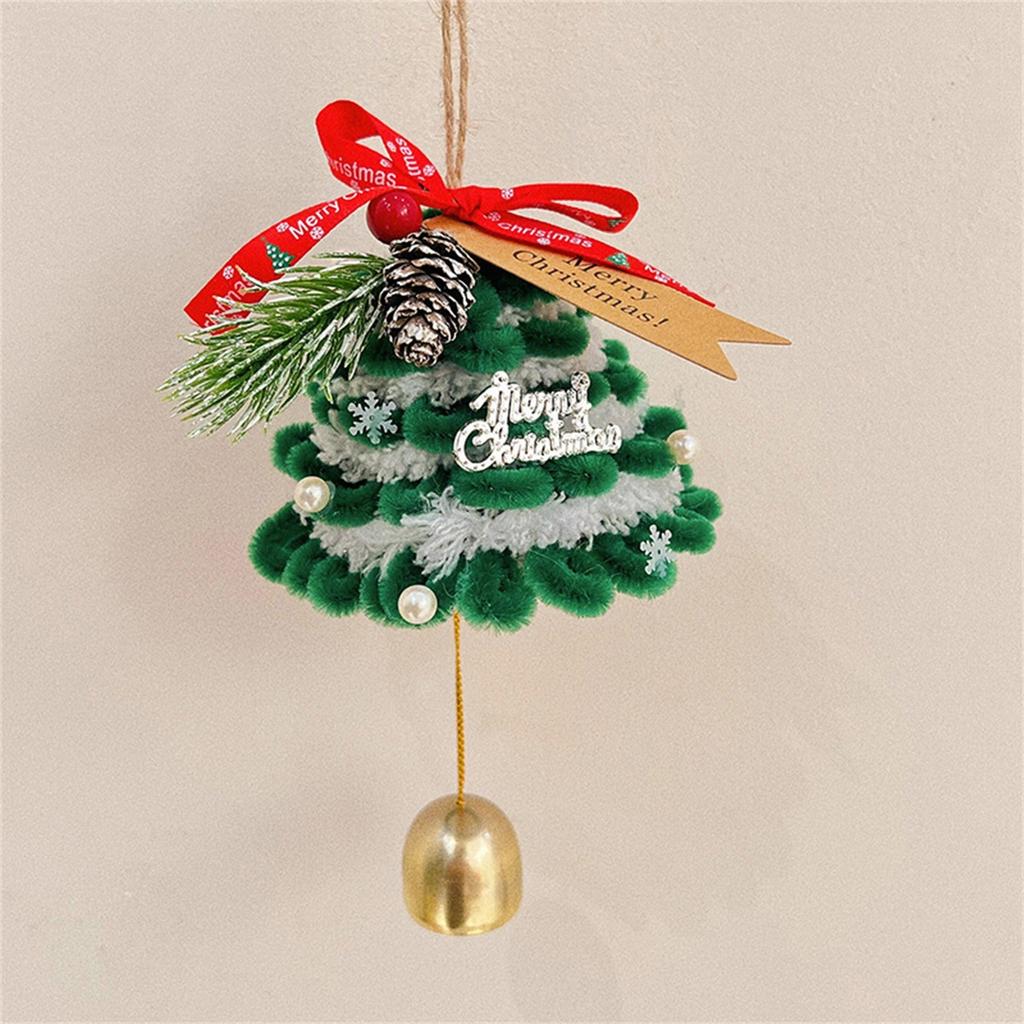 Рождественская елка ручной работы, креативное рождественское украшение на зеркало заднего вида автомобиля Рождественская елка, плетеное вручную украшение на рождественскую елку