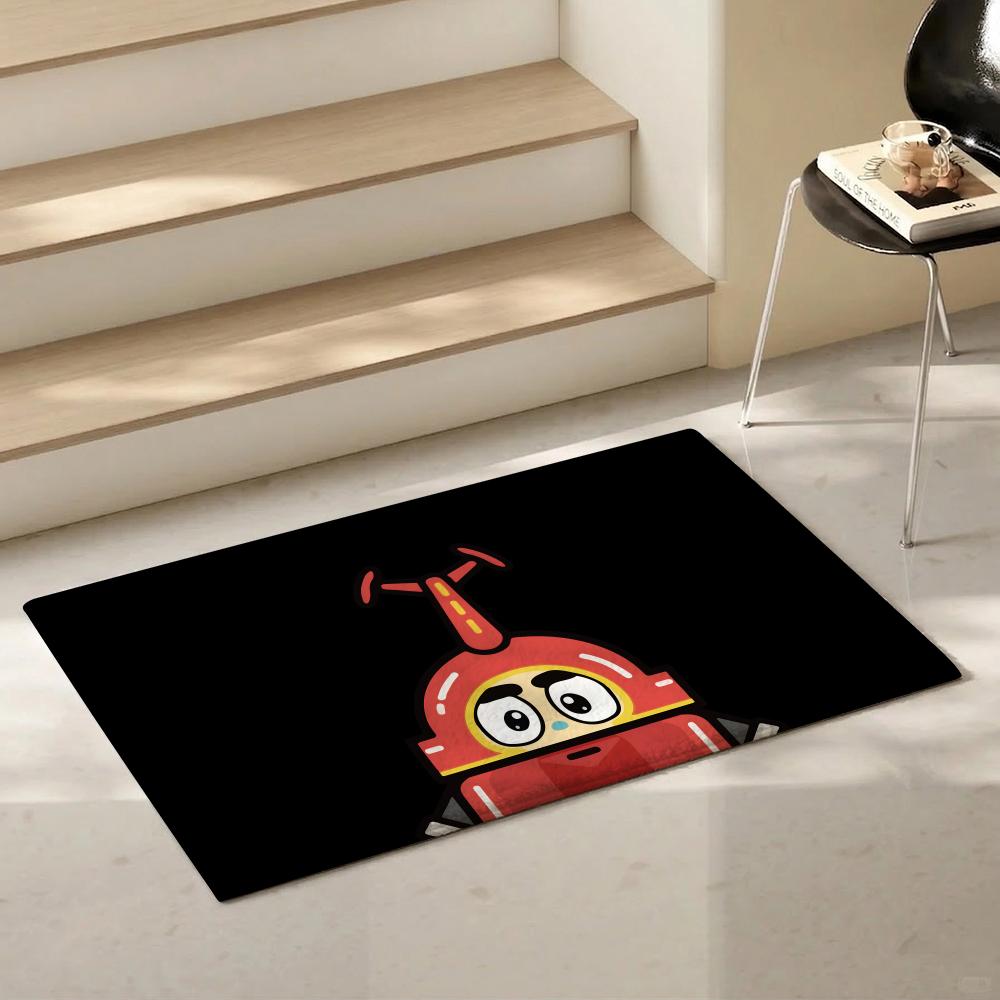 Cartoon R Robo Kabutack Floor Mat Eco Friendly Flannel Doormat Non Slip Odorless Soft Short Plush Indoor Floor Rug
