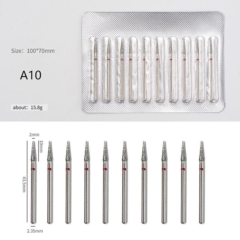 10pcs Nail Drill Bit Rotary Electric Milling Cutters for Pedicure and Manicure, Files Cuticle Burr Nail Tools Accessories