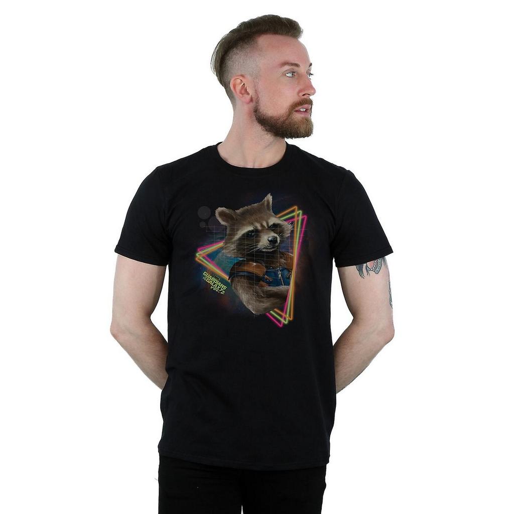 Guardians Of The Galaxy Mens Rocket Raccoon Neon Cotton T-Shirt