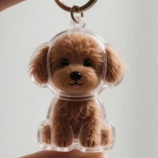 Dog Hair Collector Keychain Memorial Storage Keychain Dog Shape Charm Box Transparent Pet Fur