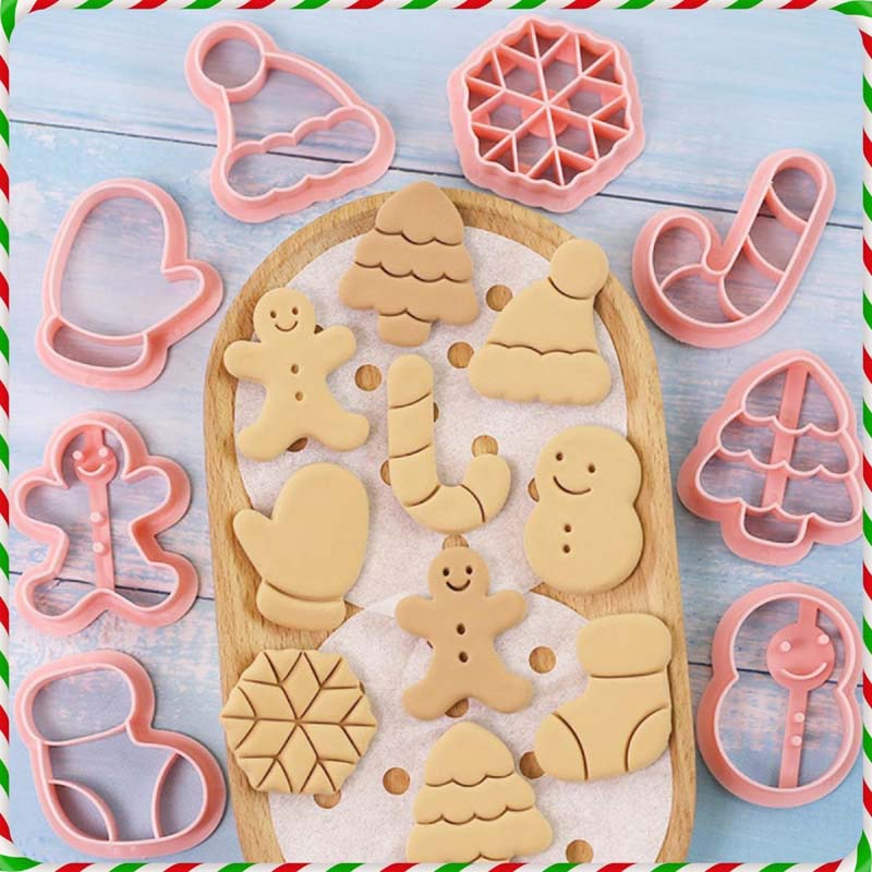 8 шт. Набор рождественских формочек для печенья Пластиковые прессуемые формочки для рождественского печенья