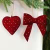 Бархатные елочные украшения Стразы Сердце Форма банта Подвесной декор для рождественской елки Витрина и Фермерский дом DIY Поделки