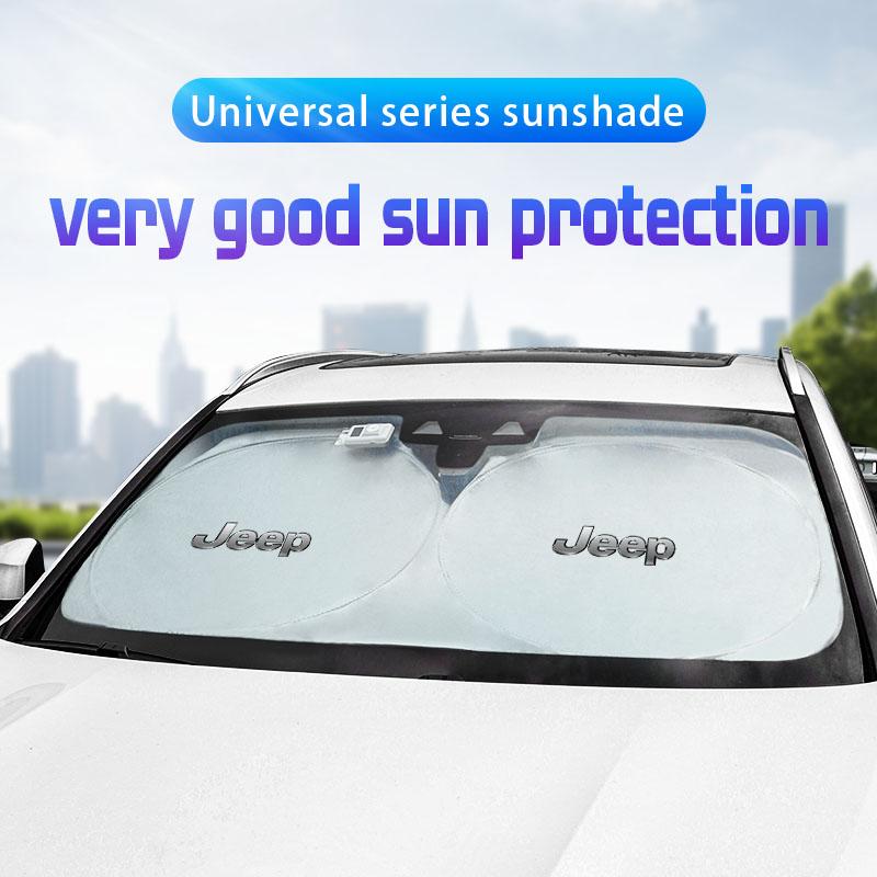 Cup Holders Car Windshield Sun Visor UV Sunshade Protection Shield For Jeep Grand Cherokee Wrangler JK Gladiator Compass Renegad