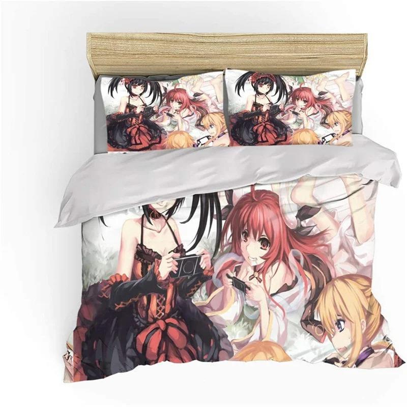 3D Print Anime Date A Live Bedding Collection Boys Girls Twin Queen King Size Duvet Cover Pillowcase Bed Boys Teen Adults