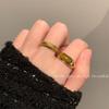 Adjustable High-Grade Retro Tiger Eye Stone Saddle Ring with Wheat Ear Design for Women