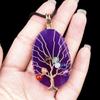 Natural Agate Stone Life of Tree Pendant Necklace Rough Wire Winding Pendant Sweater Chain Jewelry Women's for Necklace 7 Chakra
