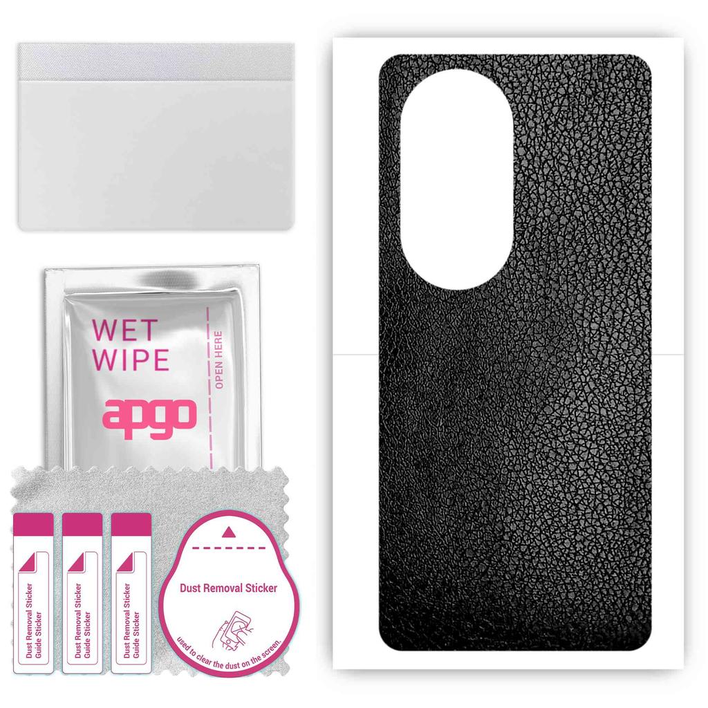 apgo Protective Skin Sticker for the Back Compatible with Huawei P50, Wrap Film, Foil, Vinyl - Pattern Black Leather
